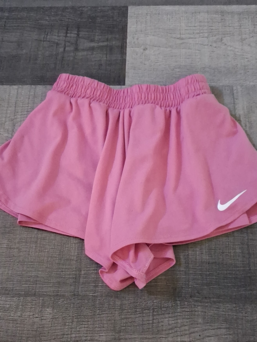 Nike Pink Athletic Flared Running Shorts with White Swoosh